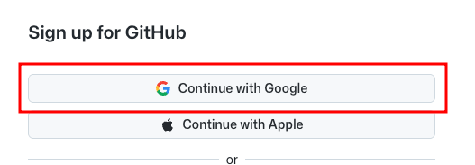 GitHub signup page with Continue with Google button